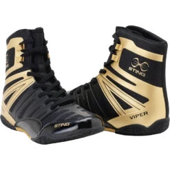 Sting Viper Black/Gold Boxing Shoes