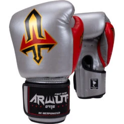 Arwut Fight Gear Silver Velcro Muay Thai Gloves