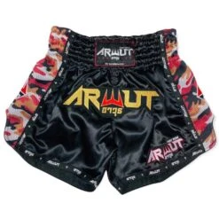 Arwut Fight Gear Camo Edition Black/Red Muay Thai Shorts