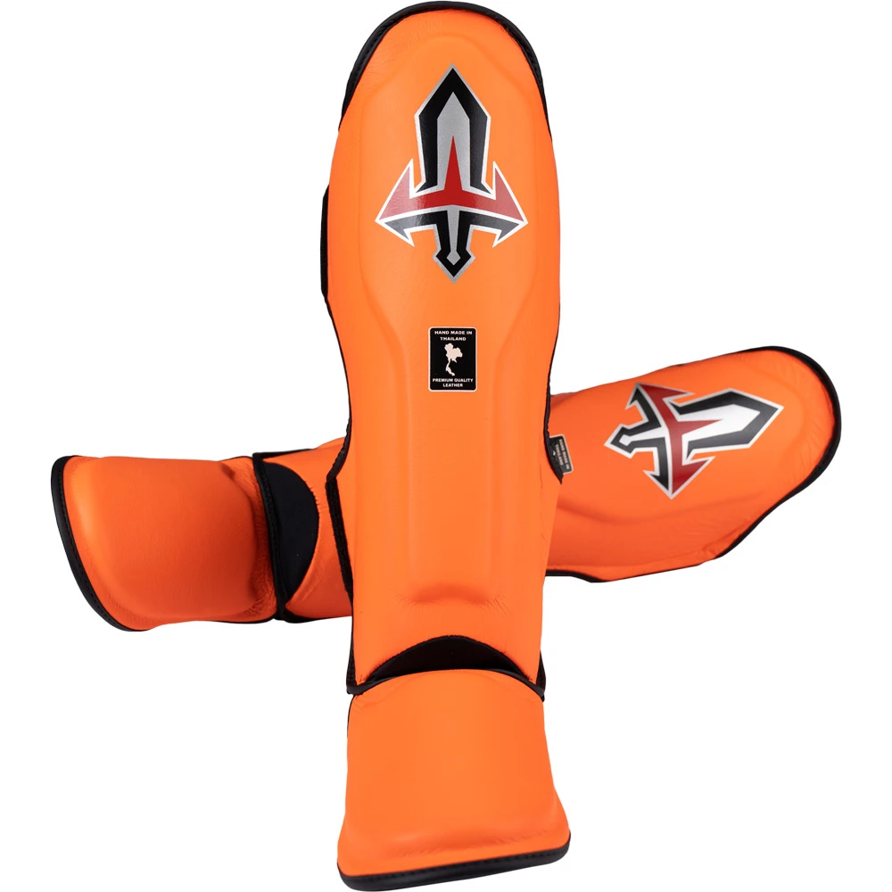 Arwut Fight Gear Orange Leather Shin Guards 4 Arwut Fight Gear Orange Leather Shin Guards - Image 2