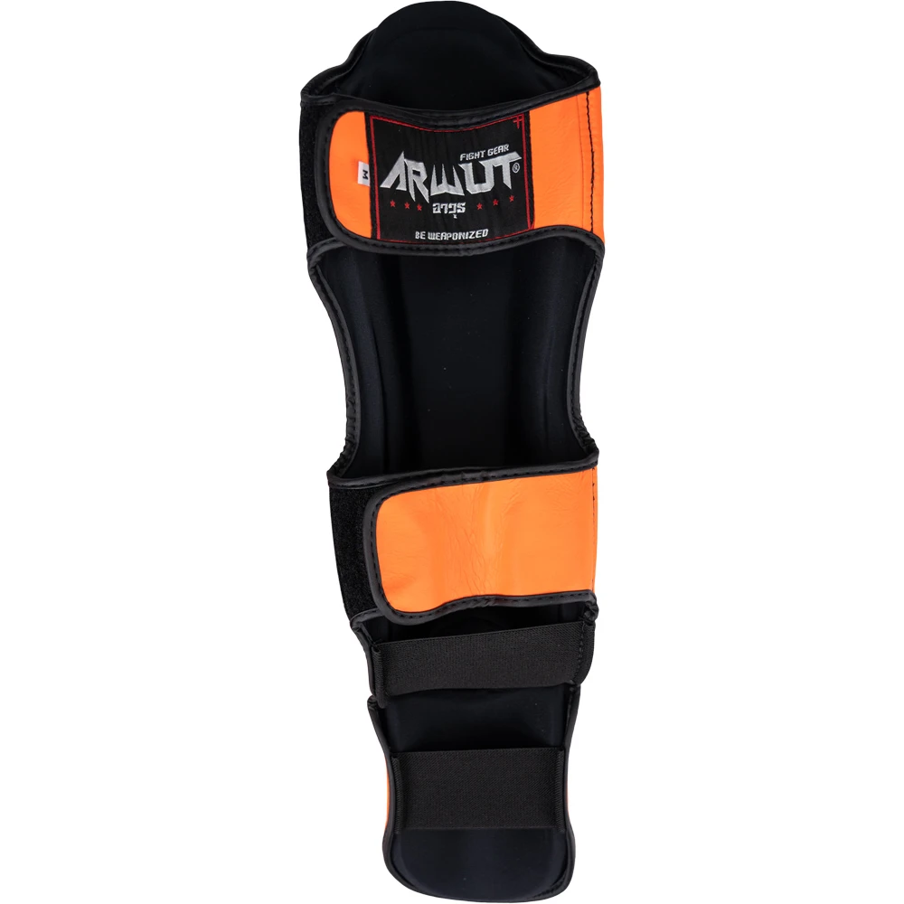 Arwut Fight Gear Orange Leather Shin Guards 6 Arwut Fight Gear Orange Leather Shin Guards - Image 4