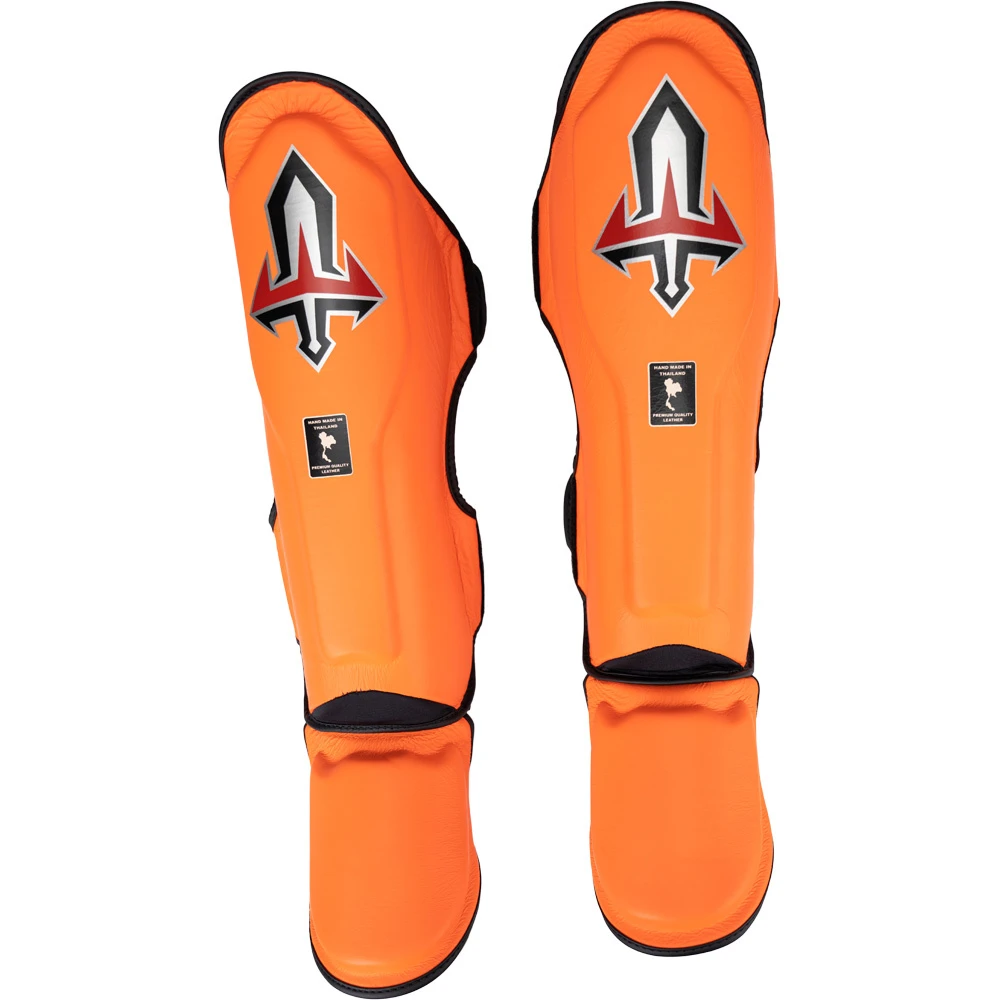 Arwut Fight Gear Orange Leather Shin Guards 7 Arwut Fight Gear Orange Leather Shin Guards - Image 5