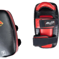Arwut Fight Gear Protector Black/Red Thai Kick Pads -Boxing Discount Store 6AWKP4MCF BK RD 4