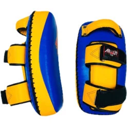 Arwut Fight Gear Protector Blue/Yellow Thai Kick Pads -Boxing Discount Store 6AWKP4MCF BL YL 2