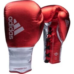 Adidas Adipower Pro Metallic Red/Silver Lace Up Boxing Gloves