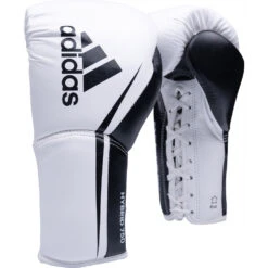 Adidas Hybrid 750 Pro-Fight White/Black Lace Up Boxing Gloves