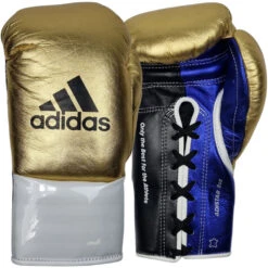 Adidas Speed 750 Adistar Metallic Gold/Metallic Blue Boxing Gloves