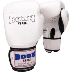 Boon Compact White Velcro Muay Thai Gloves