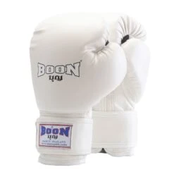 Boon White Kids PU Velcro Muay Thai Gloves