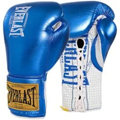 Everlast 1910 Classic Metalic Blue Laced Fight Gloves