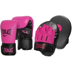 Everlast Tempo Pink/Black Bag Gloves &amp; Mitt Combo