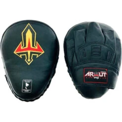 Arwut Fight Gear Black/Black Leather Curved Focus Mitts