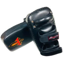 Arwut Fight Gear Black/Black Protector Double Thai Kick Pads -Boxing Discount Store KP4 BKK 3