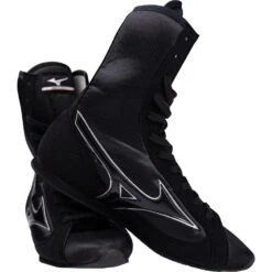 Mizuno Black/Silver Mid-Cut Boxing Boots -Boxing Discount Store MIZ MIDBLKS c 2