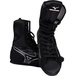 Mizuno Black/Silver Mid-Cut Boxing Boots -Boxing Discount Store MIZ MIDBLKS c 3