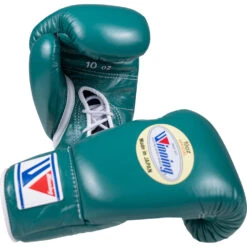 Winning 10oz Lace Up Green Boxing Gloves