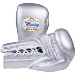 Winning 10oz Lace Up Silver Boxing Gloves -Boxing Discount Store MS300 SIL 2