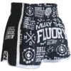 Fluory Drill Black Muay Thai Shorts -Boxing Discount Store MTSF68 BK c