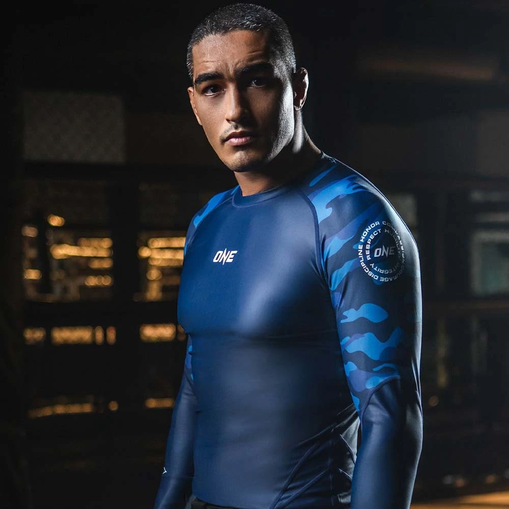 ONEFC Elite Pro Navy Camo Rash Guard 4 ONEFC Elite Pro Navy Camo Rash Guard - Image 2