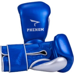 Phenom Boxing SG-202S Metallic Blue/Silver Velcro Sparring Gloves -Boxing Discount Store PBGL SG202S 12 MBL c 5