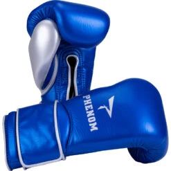 Phenom Boxing SG-202S Metallic Blue/Silver Velcro Sparring Gloves -Boxing Discount Store PBGL SG202S 12 MBL c 8