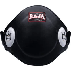 Raja Boxing Black/White Belly Pad Velcro Leather