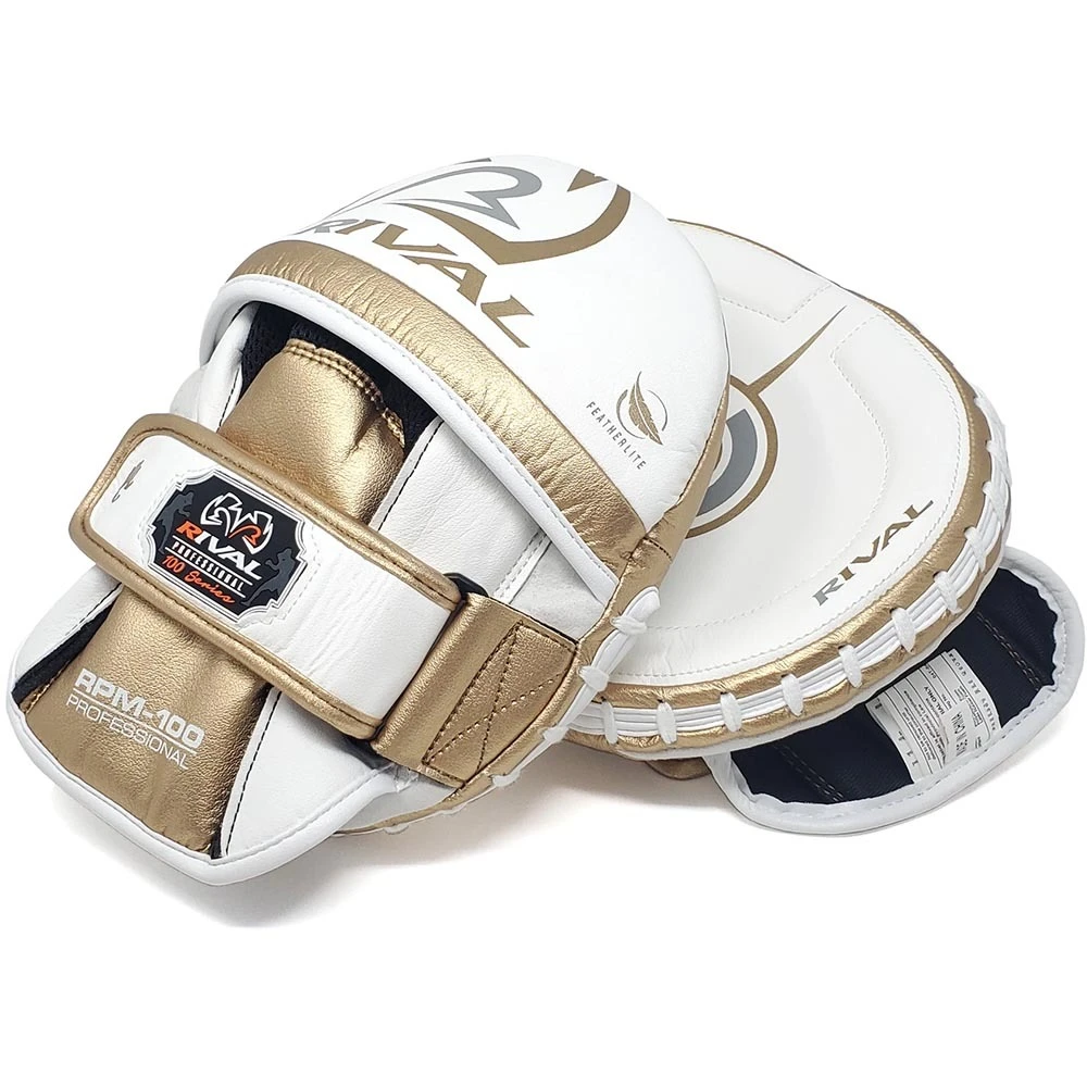 Rival RPM100 Professional White/Gold Punch Mitts 4 Rival RPM100 Professional White/Gold Punch Mitts - Image 2