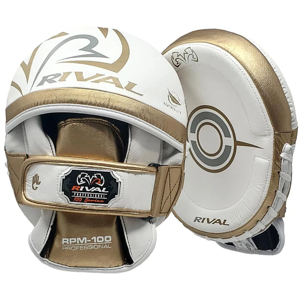Rival RPM100 Professional White/Gold Punch Mitts 3 Rival RPM100 Professional White/Gold Punch Mitts