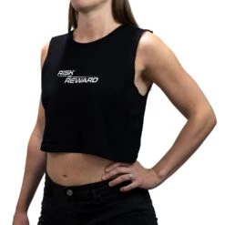 Risk Equals Reward Ladies Crop Black Singlet -Boxing Discount Store RRCROPBLK c 1