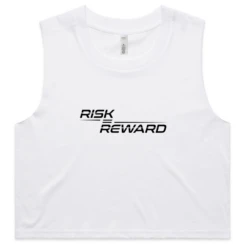 Risk Equals Reward Ladies Crop White Singlet