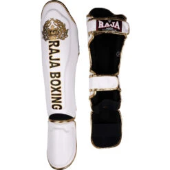 Raja Boxing White Light Weight Slim Shin Guards