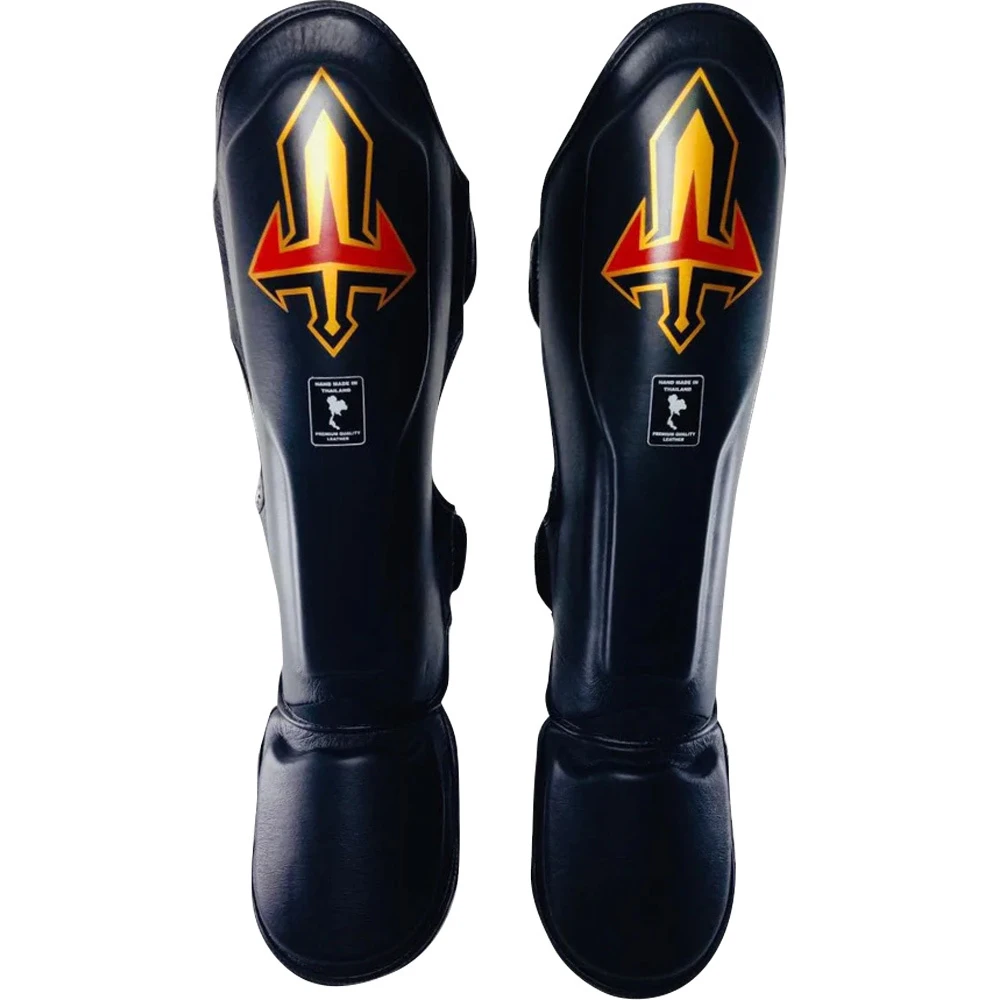 Arwut Fight Gear Black Leather Shin Guards 3 Arwut Fight Gear Black Leather Shin Guards
