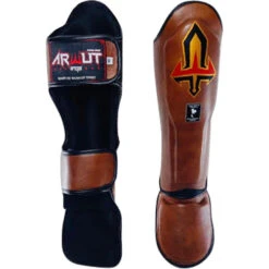 Arwut Fight Gear Brown Leather Shin Guards -Boxing Discount Store SG3 BRW c 2