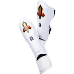 Arwut Fight Gear White Leather Shin Guards