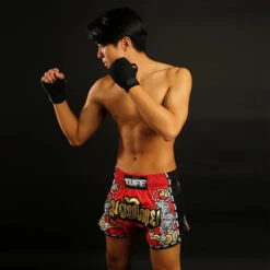 Tuff Double Tiger Red Retro Muay Thai Shorts -Boxing Discount Store TUF MRS301RED c 7