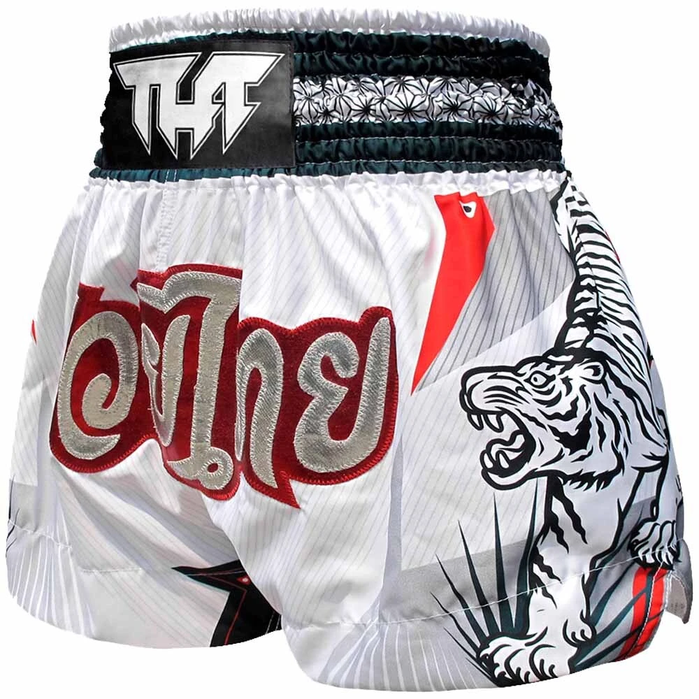 Tuff Double Tiger White Thai Boxing Shorts 4 Tuff Double Tiger White Thai Boxing Shorts - Image 2
