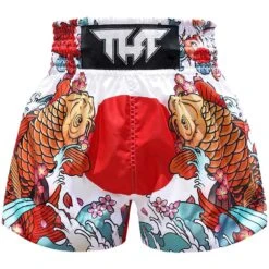 Tuff Japanese Koi Fish White Thai Boxing Shorts