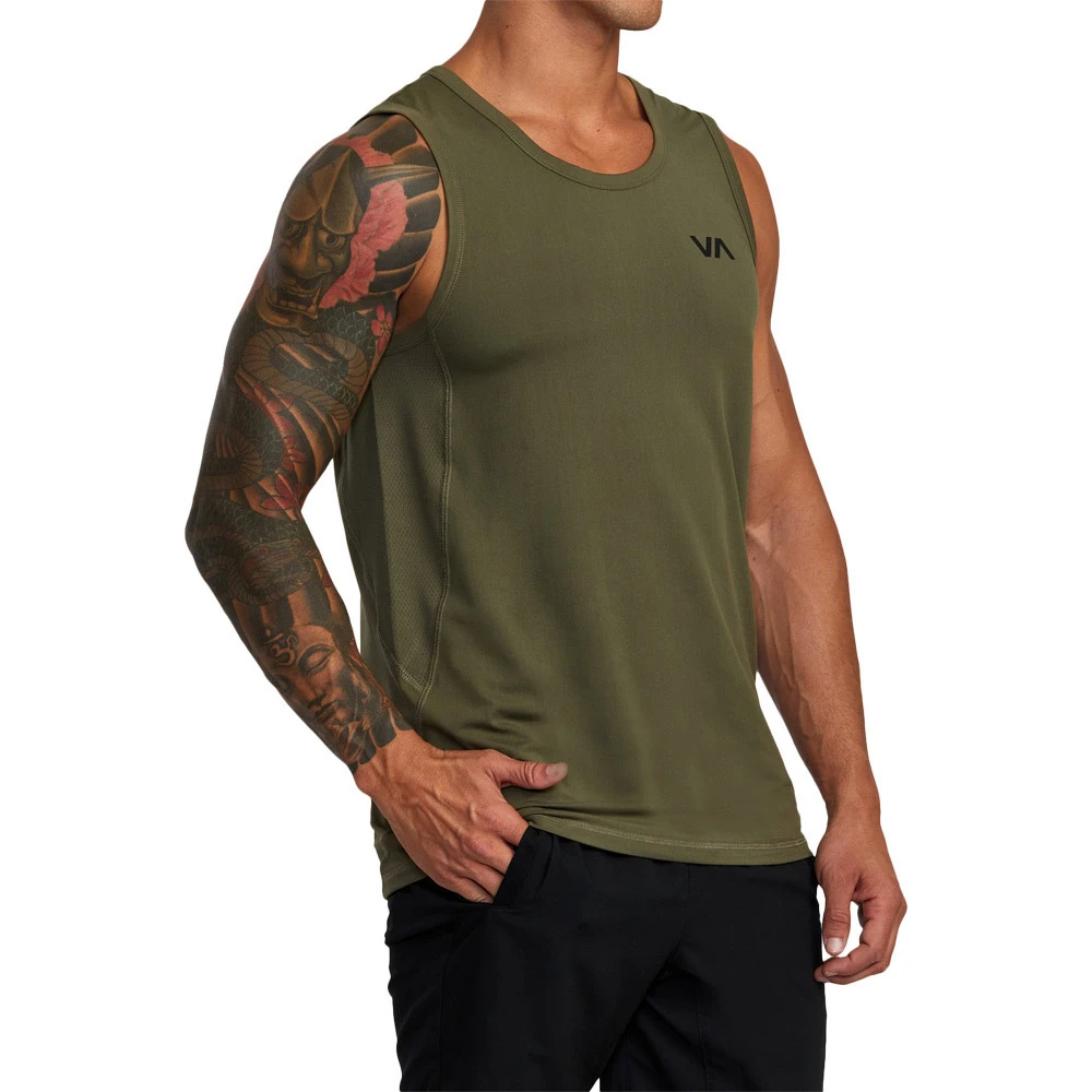 RVCA Sport Vent Olive Tank Top 4 RVCA Sport Vent Olive Tank Top - Image 2