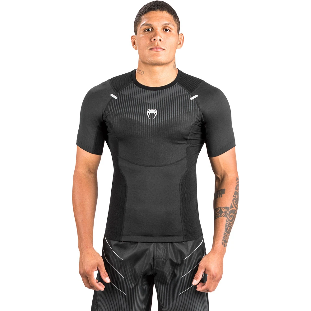 Venum Biomecha Black/Grey Short Sleeve Rash Guard 4 Venum Biomecha Black/Grey Short Sleeve Rash Guard - Image 2