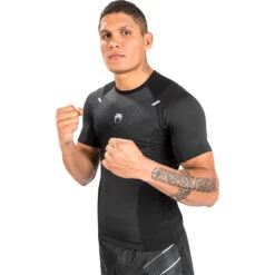 Venum Biomecha Black/Grey Short Sleeve Rash Guard