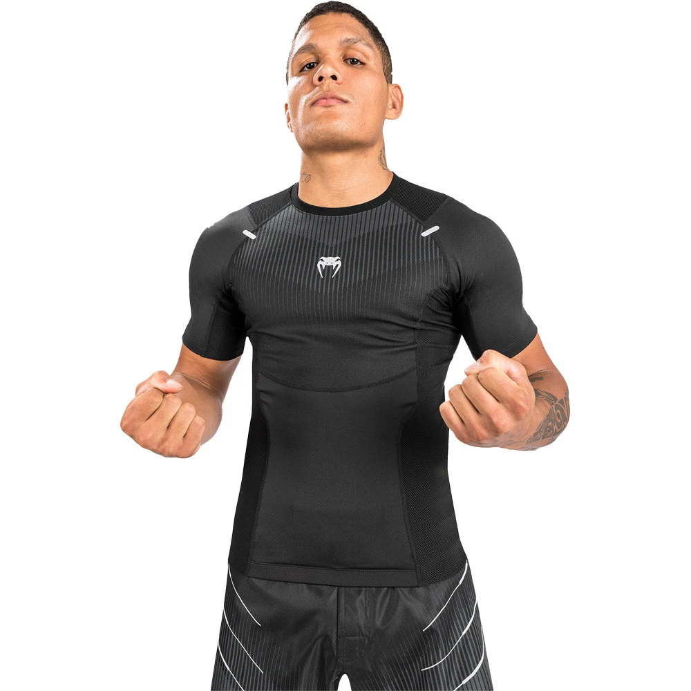 Venum Biomecha Black/Grey Short Sleeve Rash Guard 6 Venum Biomecha Black/Grey Short Sleeve Rash Guard - Image 4