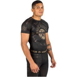 Venum Santa Muerte Dark Side Black/Brown Short Sleeve Rash Guard
