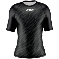 Jitsy Club Zaps Ranked Black Short Sleeve Womens Rash Guard
