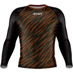 Jitsy Club Zaps Ranked Brown Long Sleeve Rash Guard