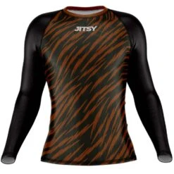 Jitsy Club Zaps Ranked Brown Long Sleeve Womens Rash Guard