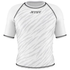 Jitsy Club Zaps Ranked White Short Sleeve Rash Guard